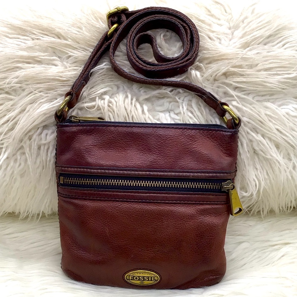 Fossil Brown Pebble Leather Shoulder Bag